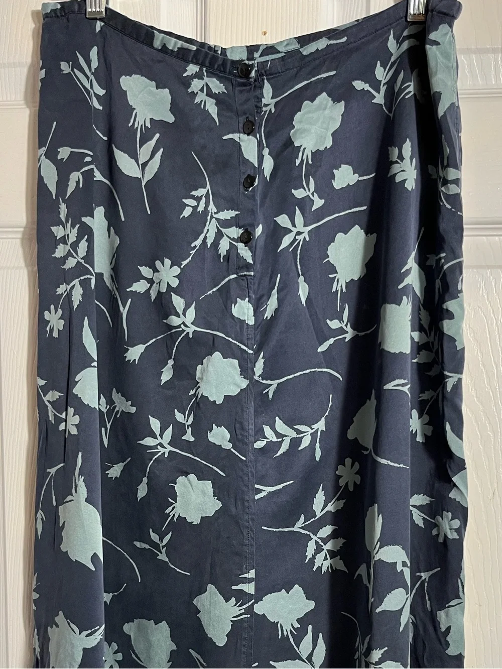 Limited Silk Navy Floral A-Line Skirt - Blue Mint Print 12